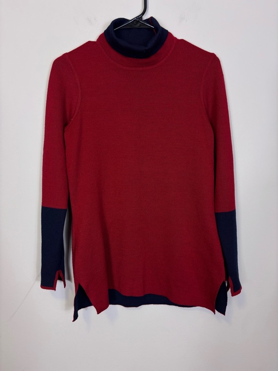 Athleta Sweaters - Athleta Red and Navy Colorblock Merino Wool Blend Turtleneck Sweater Small